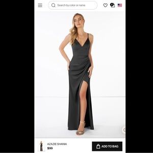 Black satin bridesmaid dress